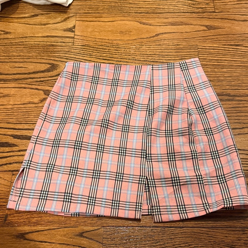 Plaid Mini Skirt in Pink and Black